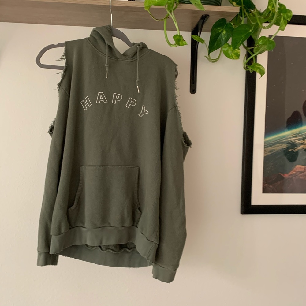 Graphic hoodie with shoulder cutouts